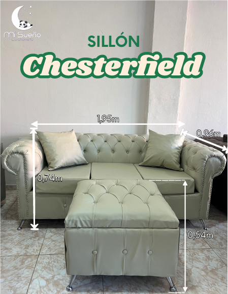 Sillón Chesterfield 3 cuerpos + Camastro