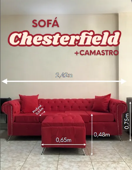 Sofá Chesterfield 4 cuerpos + Camastro